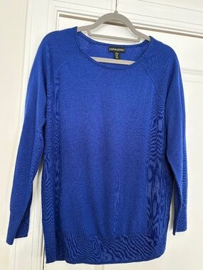 New Beautiful Blue Cynthia Rowley Extrafine Merino Wool Sweater